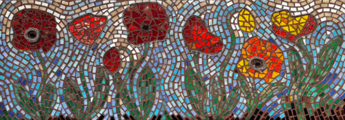 Poppies mosaic: 10.75" x 31.5"
